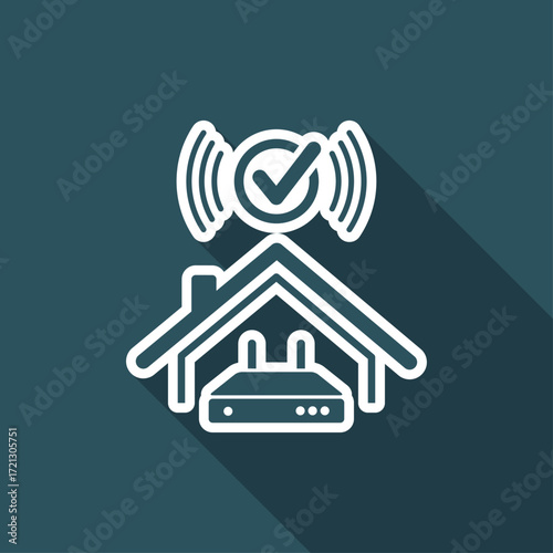 Check home wi-fi system - Vector web icon