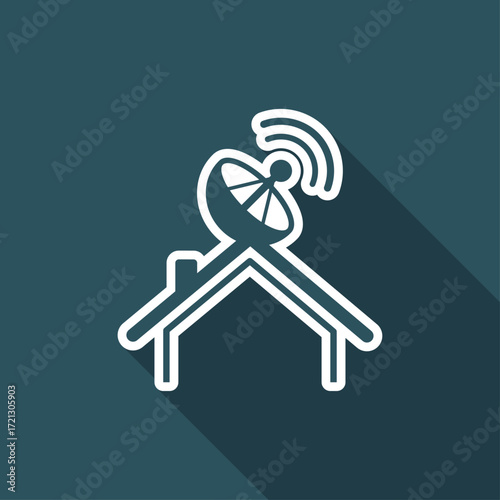 Home satellite receiver - Vector web icon