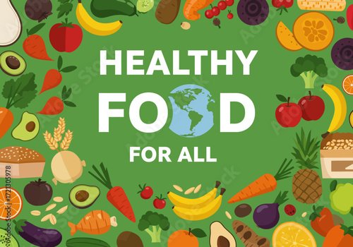 Healthy food concept for everyone, promoting well-being globally