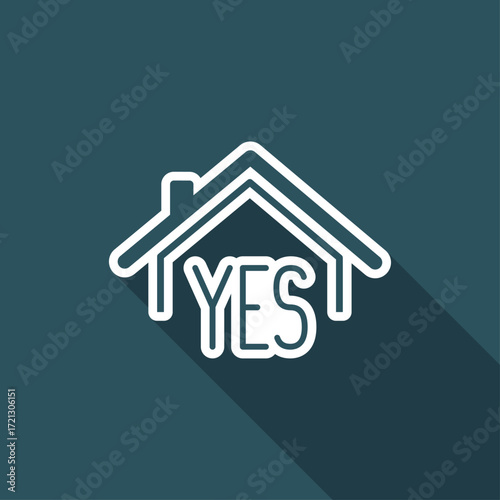 Real estate or hotel concept - Confirm of client decision - Vector web icon