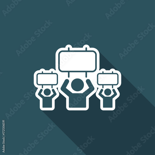 Manifestation of demonstrators or sport supporters - Vector web icon