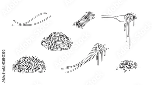 Whiskers and fur texture elements black and white food ingredients for culinary design silhouette