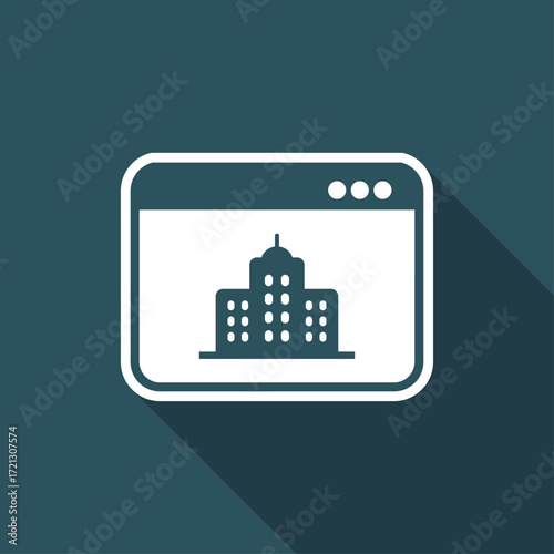 Find house or hotel online - Vector web icon