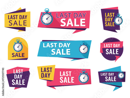 bundle Last day sale promotion label vector illustration