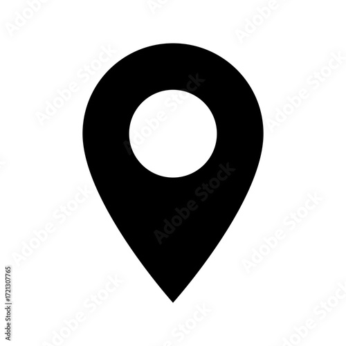 Simple location map pin black sign. Vector, png