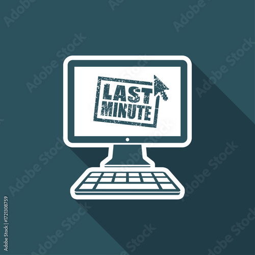 Last minute web grunge stamp link button - Vector flat icon