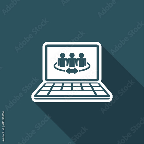 Community connection on internet - Vector flat icon