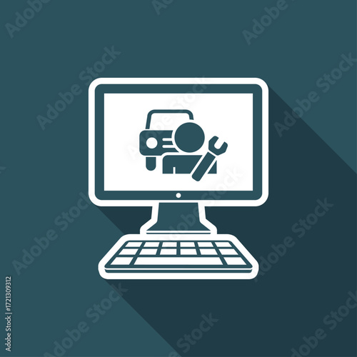 Assistance car application or website - Vector flat icon