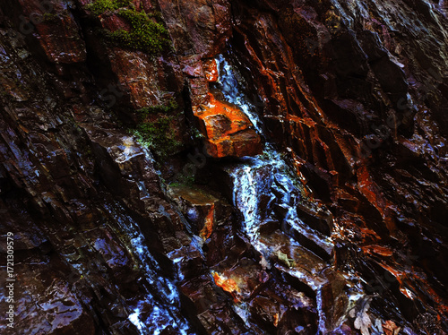 Autumn trend Burnt Wood. Burnt Wood color. Autumn style. Rock texture. Geodesy and geology. Burnt Wood tinted minerals.