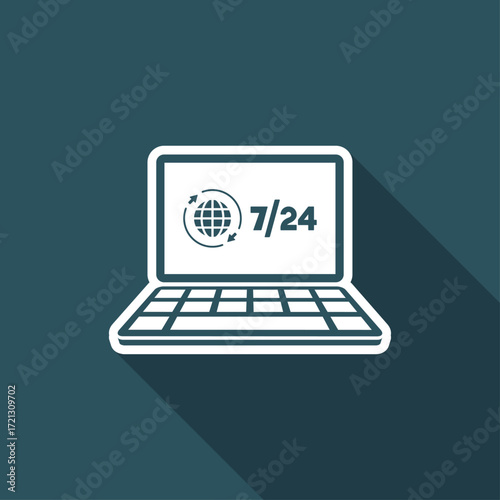 International 7/24 web services - Vector flat icon