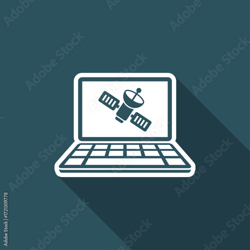 Satellite application - Vector flat icon