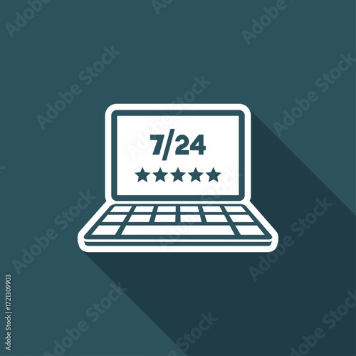 Top rating for web services 7/24 - Vector flat icon