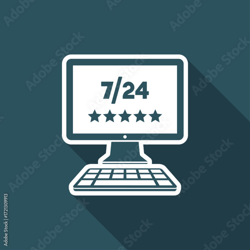 Top rating for web services 7/24 - Vector flat icon
