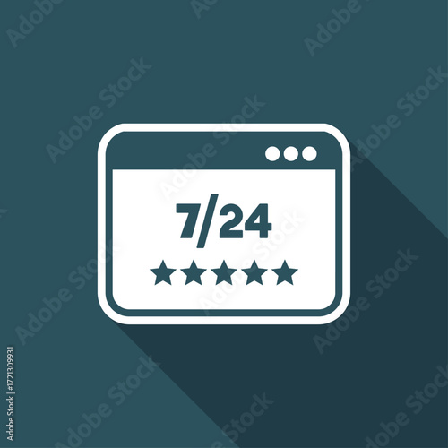 Top rating for web services 7/24 - Vector flat icon