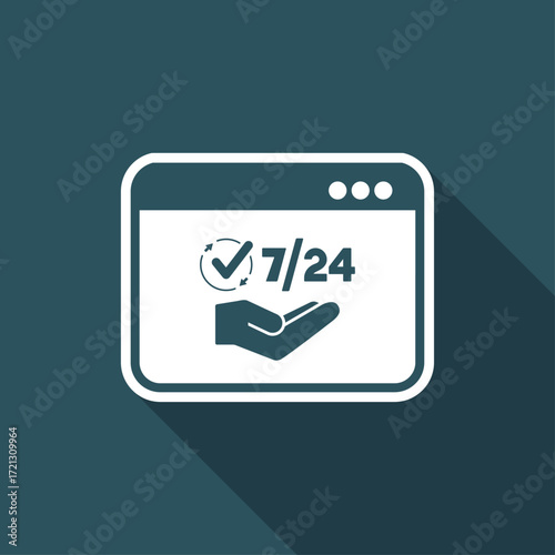 7/24 online services - Vector flat icon