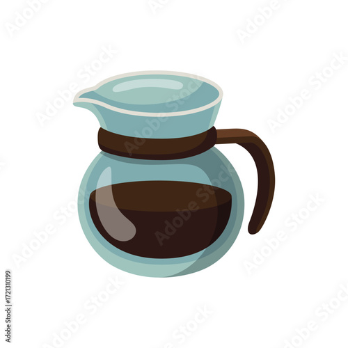 A pixelated glass coffee pot filled with dark coffee