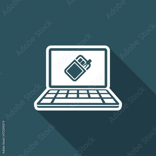 Online tobacco cigarette - Vector flat icon