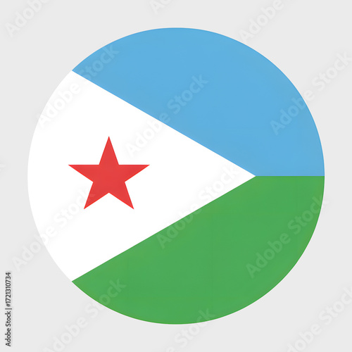 Free Download Djibouti's vibrant flag displayed in a circular design, representing national pride and identity for various uses - GFXLoad