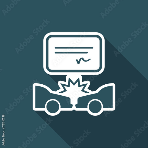 Car crash document - Vector flat icon