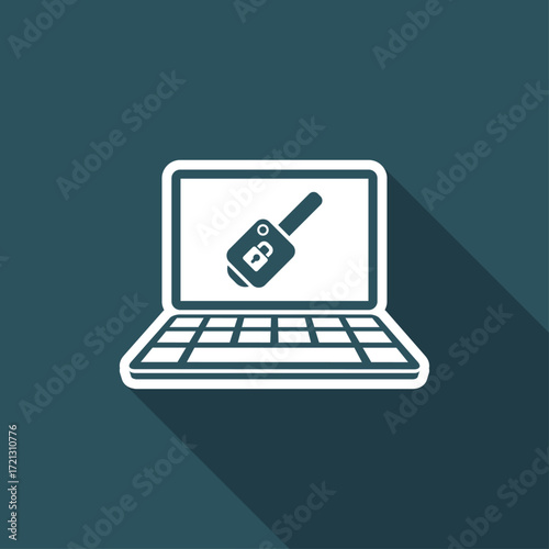 Computer key - Vector flat icon