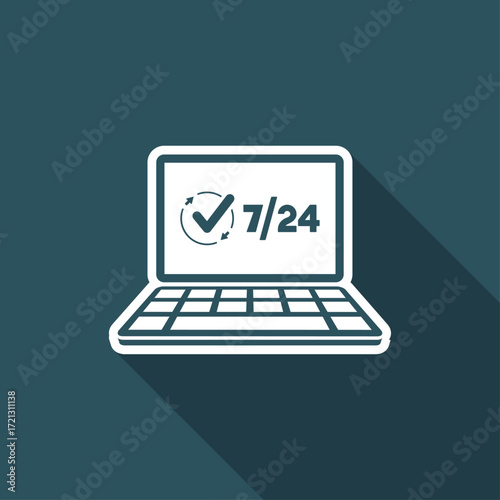 7/24 full web services - Vector flat icon