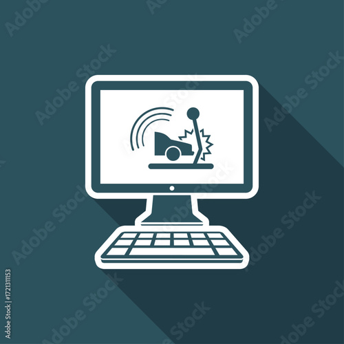 Car crash alert system - Vector flat icon