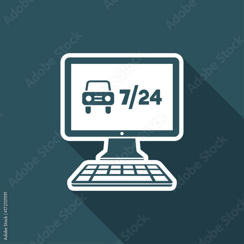 7/24 automotive web services - Vector flat icon