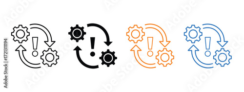 Error in process, operations icon vector. efficient workflow automation and problem solving symbol. vector illustration.