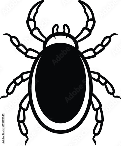 Tick insect parasite vector illustration black and white art