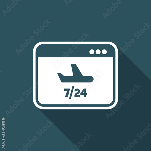 Airline website 7/24 serivces - Vector flat icon