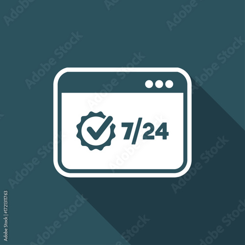 Full time 7/24 computer service - Vector flat icon