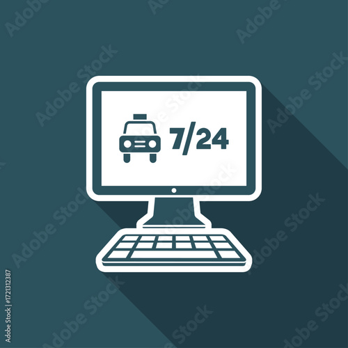 Web taxi service - 7/24 - Vector flat icon