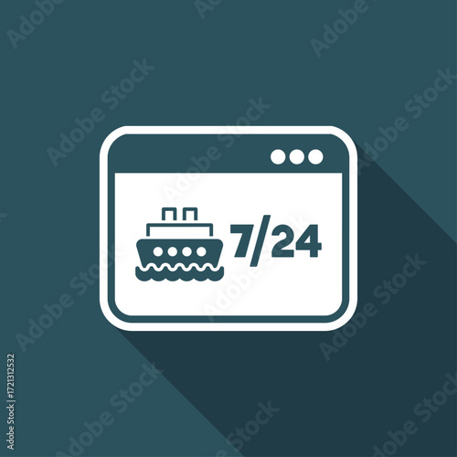 Ship travel booking agency website - Vector flat icon