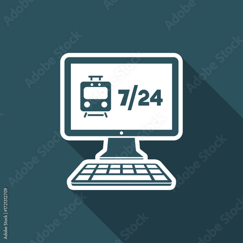 Train travel booking agency website - Vector flat icon