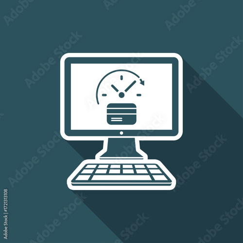 Full time credit card service - Vector flat icon