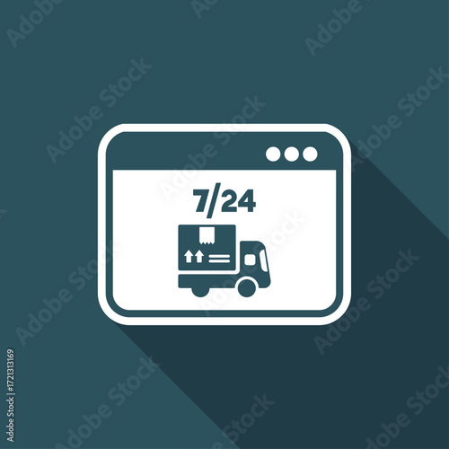 7/24 full time online shop order - Vector flat icon