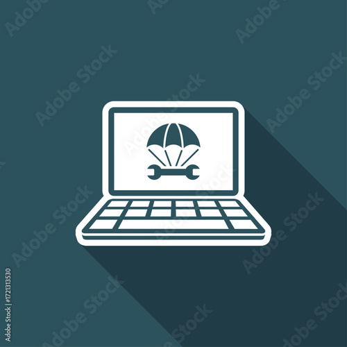 Computer emergency assistance service - Vector flat icon