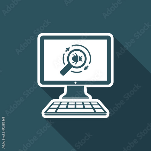 Full time virus protection - Vector flat icon