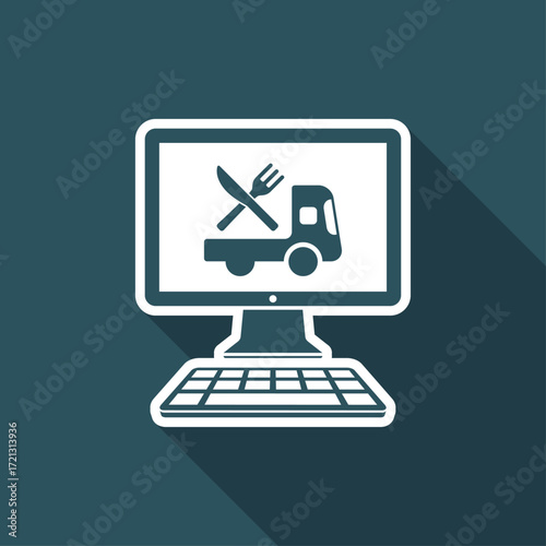 Online food shop - Delivery - Vector flat icon