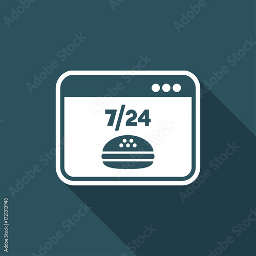 Fast food 7/24 delivery services - Vector flat icon