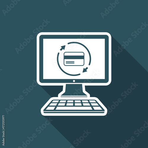 Credit card online full services - Vector flat icon