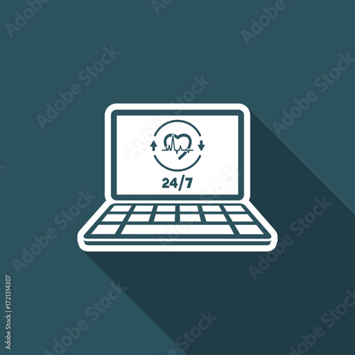 Online medical services 24/7 - Vector flat icon