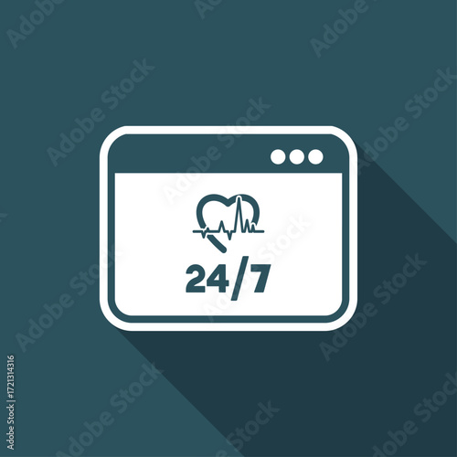 Online medical services 24/7 - Vector flat icon
