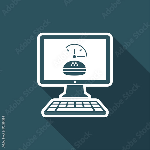 Fast food full time service - Vector flat icon