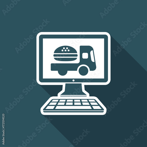 Fast food online delivery - Vector flat icon