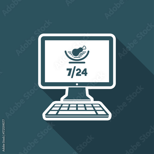 Food services meat 7/24 - Vector flat icon