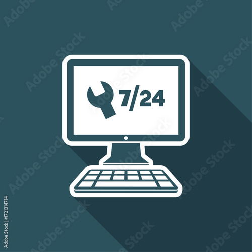 Steady services 24/7 - Vector flat icon
