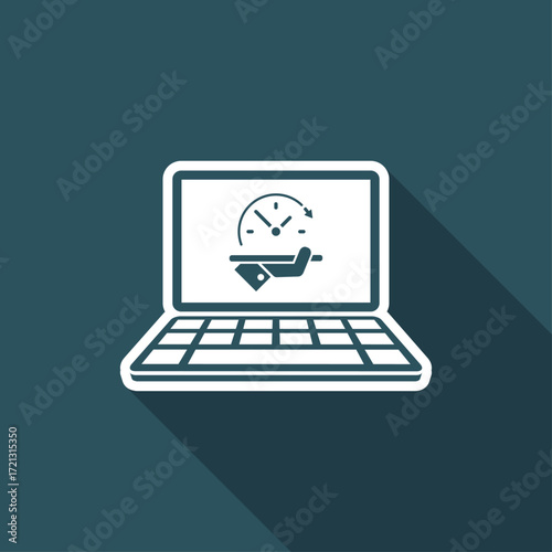Full time online services - Vector flat icon
