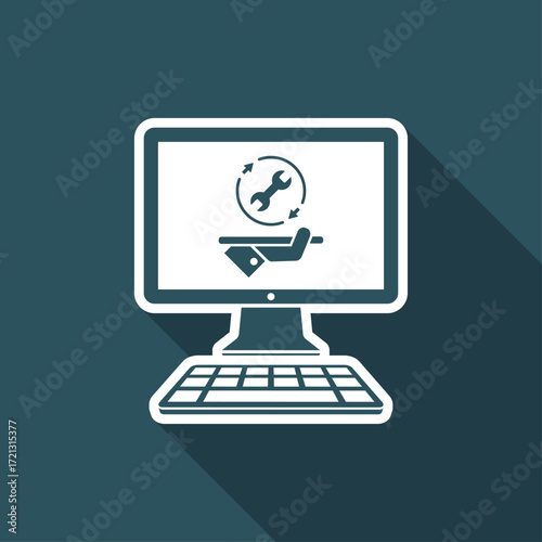 Steady computer assistance services - Vector flat icon
