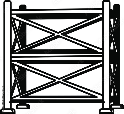 Industrial metal shelving unit storage rack outline vector art